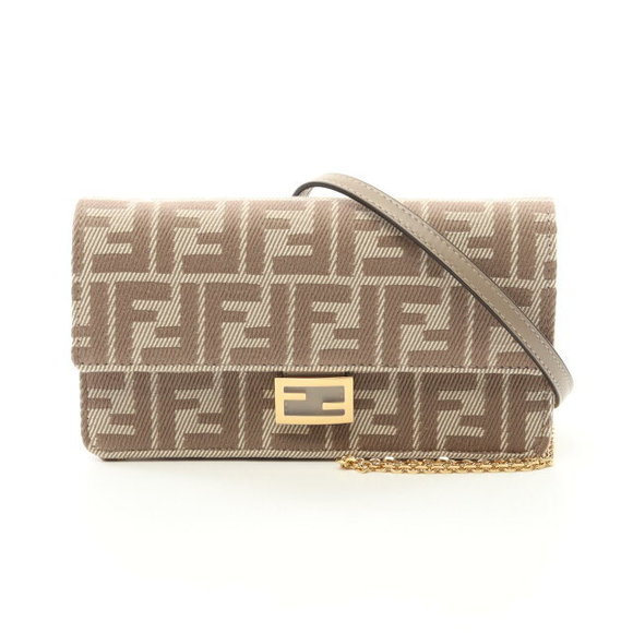 FENDI Baguette Zucca Shoulder Bag Canvas Beige - Picture 1 of 4